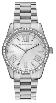 Michael Kors Lexington Crystals Mother of Pearl White Dial Silver Steel Strap Watch for Women - MK1087