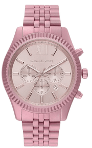 Michael Kors Lexington Chronograph Pink Dial Pink Steel Strap Watch for Women - MK8792