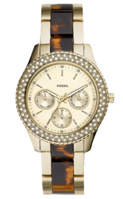 Fossil Stella Multifunction Gold Dial Two Tone Steel Strap Watch for Women - ES4756