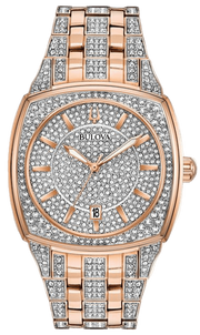 Bulova Phantom Crystal Silver Dial Two Tone Steel Strap Watch for Men - 98B324