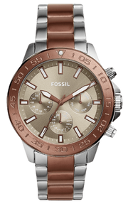 Fossil Bannon Multifunction Brown Dial Two Tone Steel Strap Watch for Men - BQ2502