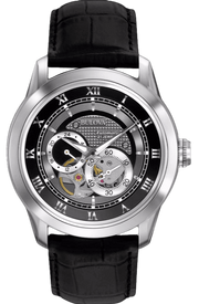 Bulova BVA Classic Automatic Silver Dial Black Leather Strap Watch for Men - 96A135
