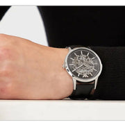 Emporio Armani Meccanico Skeleton Automatic Black Dial Black Leather Strap Watch for Men - AR60038