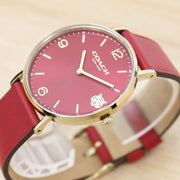 Coach Perry Red Dial Red Leather Strap Watch for Women - 14503867