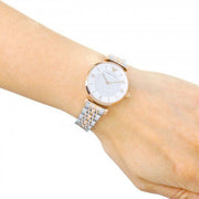 Emporio Armani Gianni T Bar White Dial Two Tone Steel Strap Watch For Women - AR1926