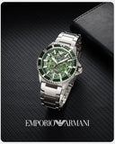 Emporio Armani Sea Explorer Meccanico Automatic Green Dial Silver Steel Strap Watch For Men - AR60061
