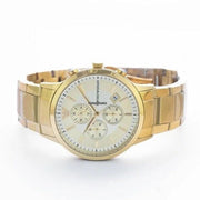 Emporio Armani Renato Chronograph White Dial Gold Steel Strap Watch For Men - AR11332