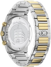 Salvatore Ferragamo Sapphire Chrono Blue Dial Two Tone Steel Strap Watch for Men - SFME00521