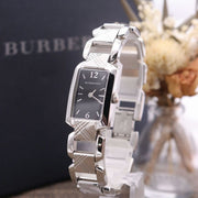 Burberry Signature Quartz Black Dial Silver Steel Strap Watch for Women - BU4210