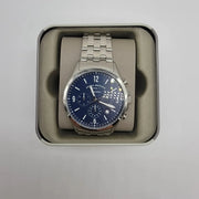 Fossil Forrester Chronograph Blue Dial Silver Steel Strap Watch for Men - FS5605