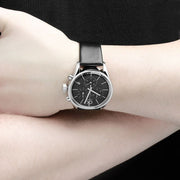 Calvin Klein Masculine Chronograph Black Dial Black Leather Strap Watch for Men - K2H27102