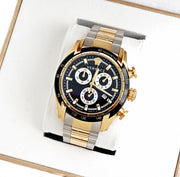 Versace V-Ray Chronograph Black Dial Two Tone Steel Strap Watch For Men - VE2I00421