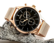 Hugo Boss Companion Chronograph Black Dial Rose Gold Mesh Strap Watch For Men - 1513548