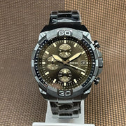 Fossil Bronson Chronograph Black Dial Black Steel Strap Watch for Men - FS5851