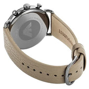 Emporio Armani Aviator Chronograph Grey Dial Beige Leather Strap Watch For Men - AR11107