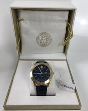 Versace Univers Navy Blue Dial Navy Blue Leather Strap Watch for Men - VEBK00318