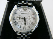 Emporio Armani Velente Chronograph Quartz Silver Dial Silver Steel Strap Watch For Men - AR1702