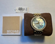 Michael Kors Darci Analog Mother of Pearl Green Dial Gold Steel Strap Watch For Women - MK3498