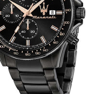 Maserati SFIDA Chronograph Black Dial Black Steel Strap Watch For Men - R8873640011