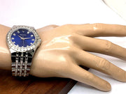 Bulova Phantom Baguette Crystal Blue Dial Silver Steel Strap Watch for Men - 96A254