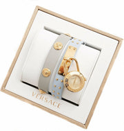 Versace Medusa Lock Icon Quartz White Dial Blue Leather Strap Watch for Women - VEDW00419