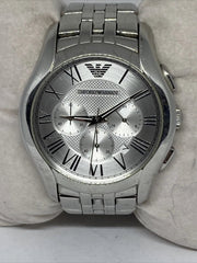 Emporio Armani Velente Chronograph Quartz Silver Dial Silver Steel Strap Watch For Men - AR1702