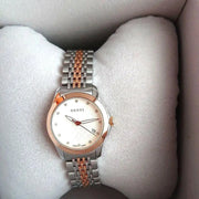 Gucci G Timeless Diamonds Mother of Pearl Dial Two Tone Mesh Bracelet Watch For Women - YA126514