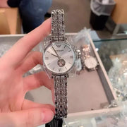 Emporio Armani Meccanico Gianni T-Bar Automatic Silver Dial Silver Steel Strap Watch For Women - AR60022
