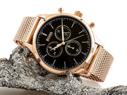 Hugo Boss Companion Chronograph Black Dial Rose Gold Mesh Strap Watch For Men - 1513548
