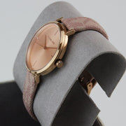 Michael Kors Jayne Three Hand Rose Gold Dial Pink Leather Strap Watch For Women - MK7130