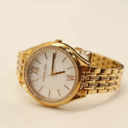 Michael Kors Mindy Three Hand White Dial Rose Gold Steel Strap Watch for Women - MK7078