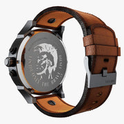 Diesel Mr Daddy Chronograph Grey Dial Brown Leather Strap Watch For Men - DZ7413