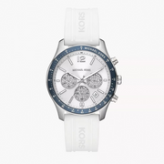 Michael Kors Berkley Chronograph Silver Dial White Rubber Strap Watch For Women  - MKO1040