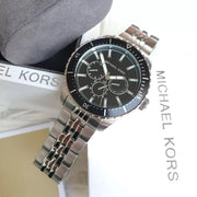 Michael Kors Cunningham Multifunction Black Dial Silver Steel Strap Watch For Men - MK7156