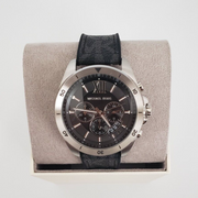 Michael Kors Brecken Chronograph Black Dial Black Leather Strap Watch For Men - MK8850