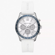 Michael Kors Berkley Chronograph Silver Dial White Rubber Strap Watch For Women  - MKO1040