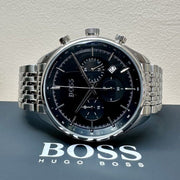 Hugo Boss Gregor Chronograph Black Dial Silver Steel Strap Watch For Men - 1514082