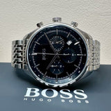 Hugo Boss Gregor Chronograph Black Dial Silver Steel Strap Watch For Men - 1514082