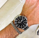 Emporio Armani Diver Chronograph Black Dial Silver Steel Strap Watch For Men - AR11360