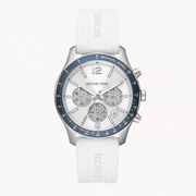 Michael Kors Berkley Chronograph Silver Dial White Rubber Strap Watch For Women  - MKO1040