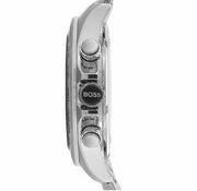 Hugo Boss Ikon Chronograph Black Dial Silver Steel Strap Watch for Men - 1512965