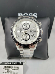 Hugo Boss Rafale Competitive Sport Chronograph Silver Dial Silver Steel Strap Watch for Men - 1513511