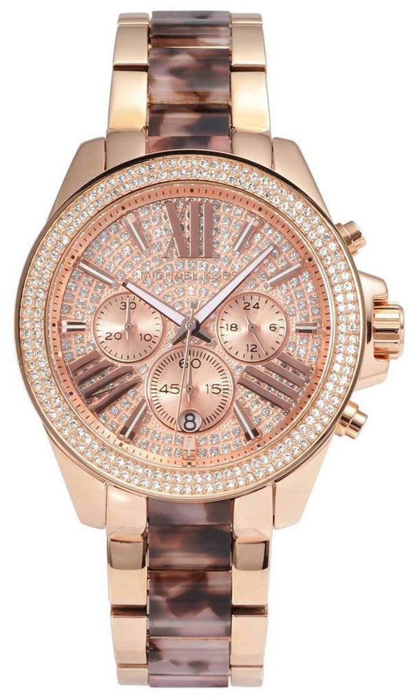 Michael Kors Wren Diamonds Rose Gold Dial Two Tone Steel Strap Watch for Women - MK6159