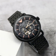 Emporio Armani Meccanico Automatic Black Dial Black Mesh Bracelet Watch For Men - AR60025