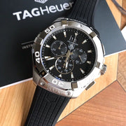 Tag Heuer Aquaracer Chronograph Black Dial Black Rubber Strap Watch for Men - CAY1110.FT6041