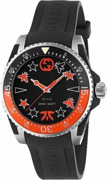 Gucci Dive Limited Edition Black Dial Black Rubber Strap Unisex Watch