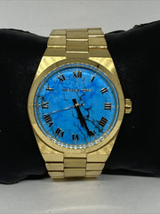 Michael Kors Channing Turquoise Dial Gold Steel Strap Watch For Women - MK5894