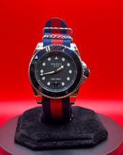 Gucci Dive Black Dial Red & Blue Nylon Strap Watch For Men - YA136210