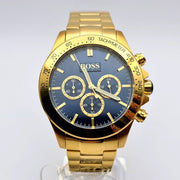 Hugo Boss Ikon Chronograph Blue Dial Gold Steel Strap Watch for Men - 1513340