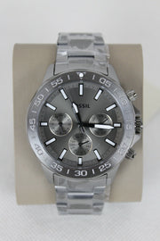 Fossil Bannon Multifunction Chronograph Grey Dial Grey Steel Strap Watch for Men - BQ2491